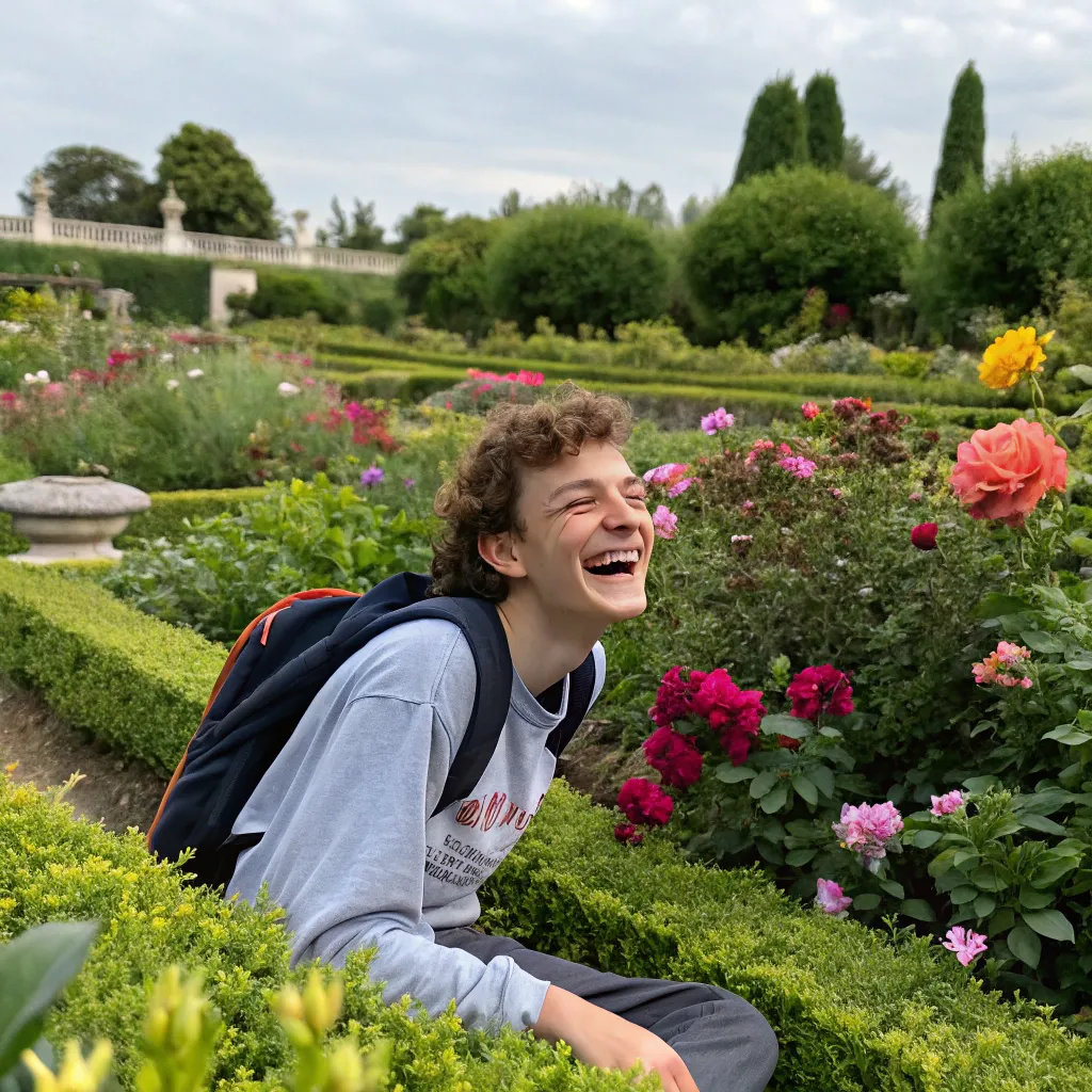Happy Student with a Garden